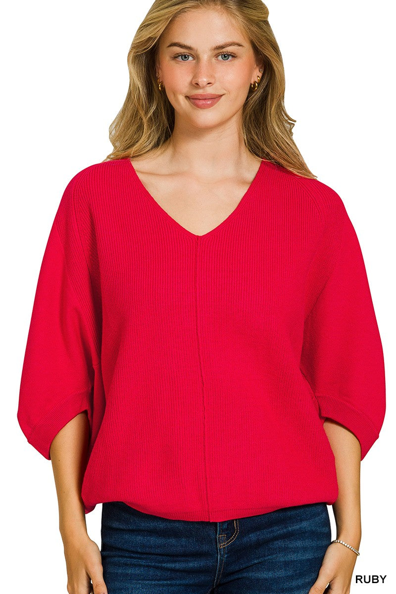 Ruby Viscose V Neck Dolman Sweater