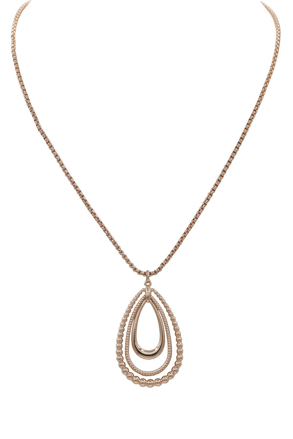 Multi-texture Layered Gold Teardrop Necklace