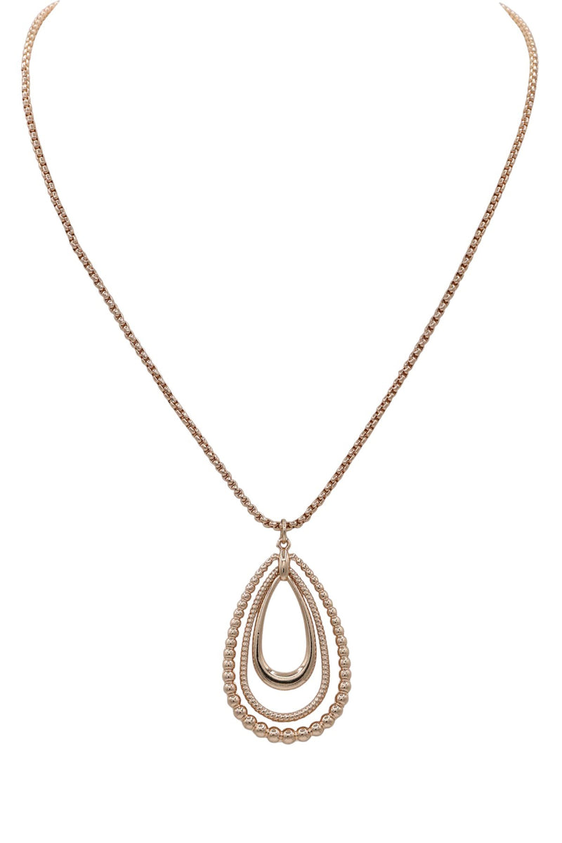 Multi-texture Layered Gold Teardrop Necklace
