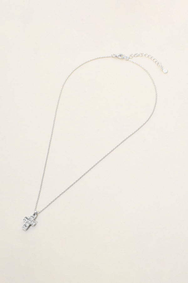 Secret Box Secret Box Sterling Silver Stone Cross Necklace