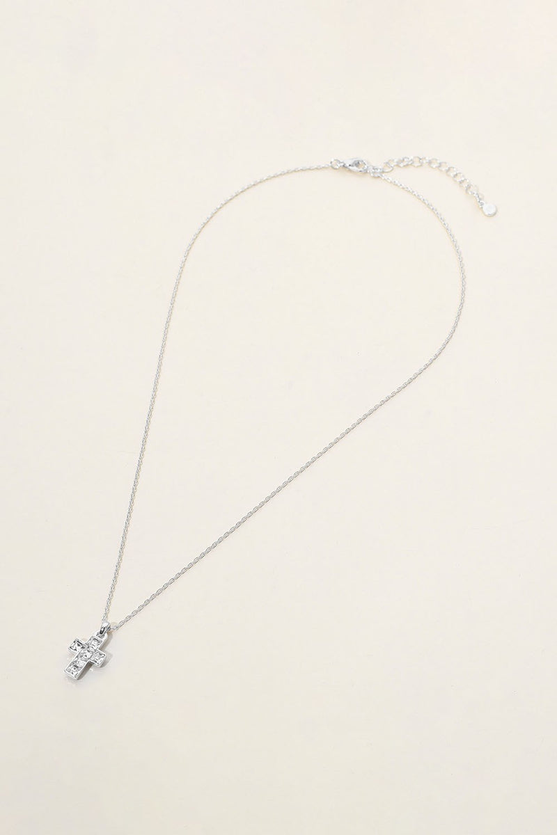 Secret Box Secret Box Sterling Silver Stone Cross Necklace