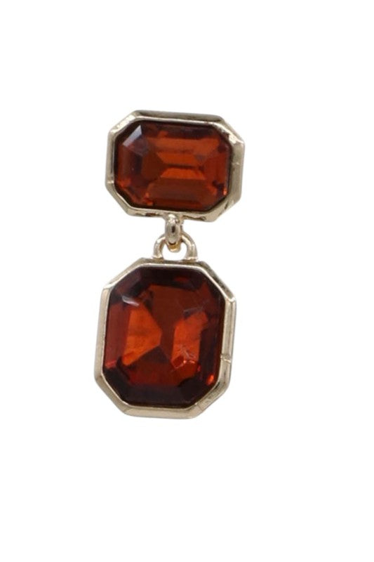 PINK FRIDAY Dual Square Glass Stone Post Earrings