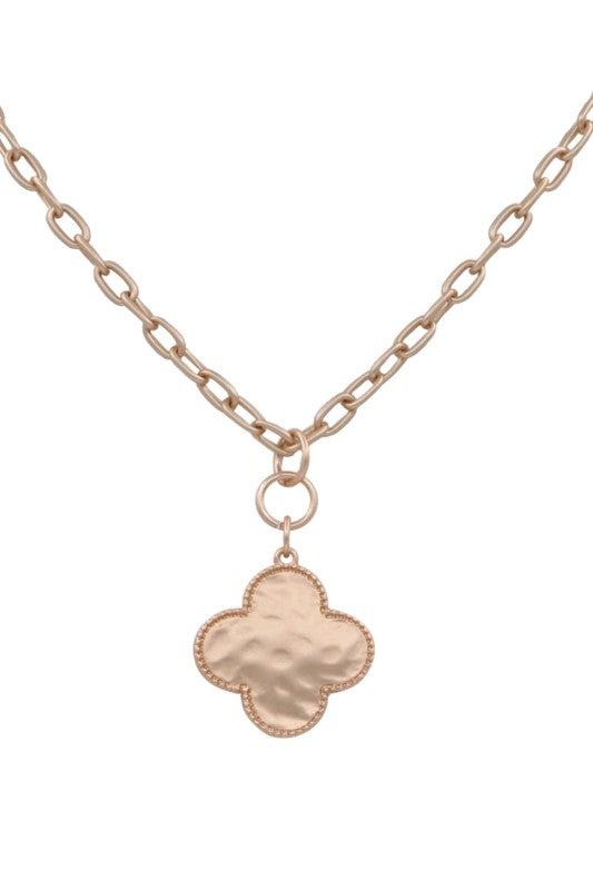 PINK FRIDAY Lucky Four-leaf Clover Metal Pendant Necklace