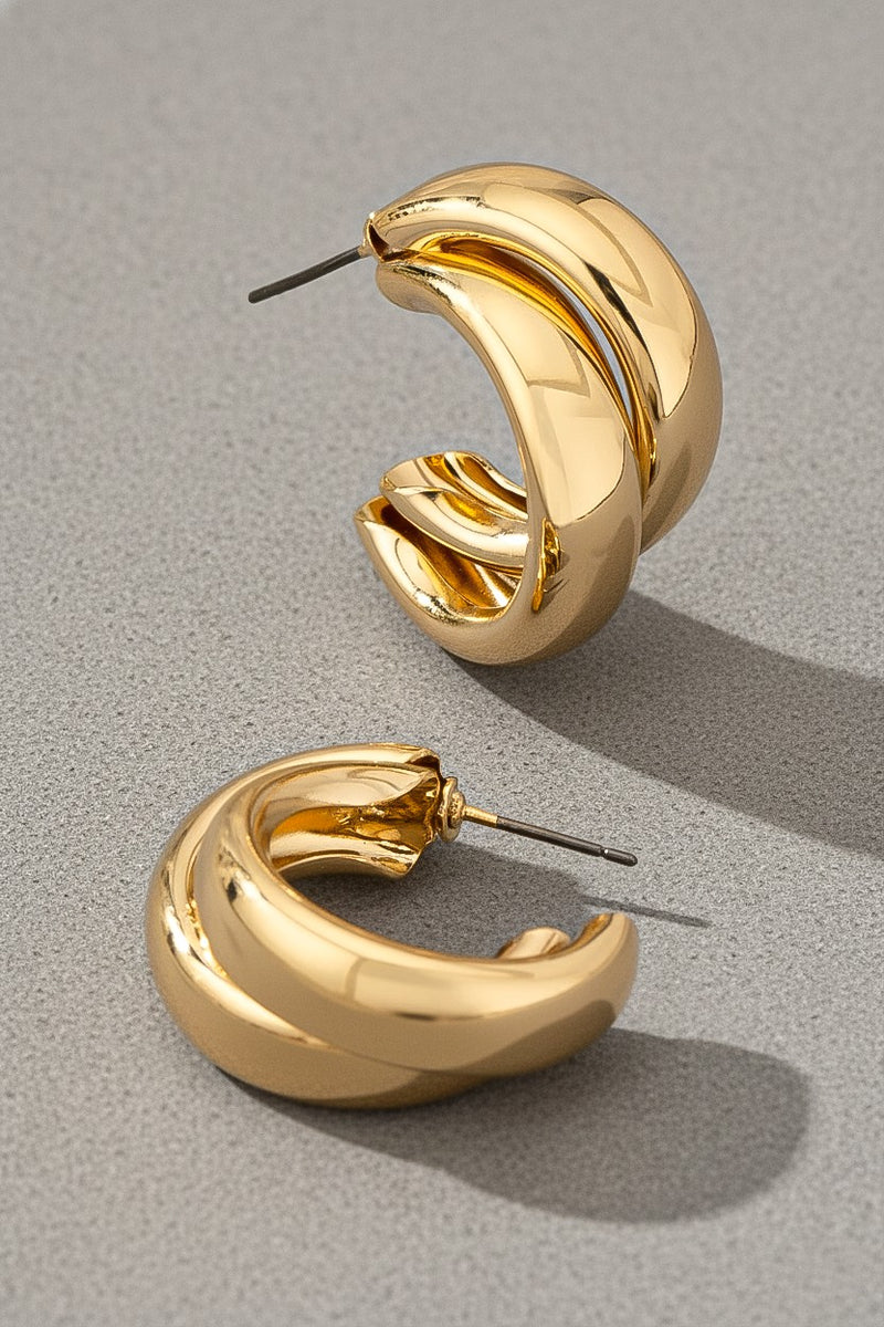 PINK FRIDAY Double Layer Hollow Puffy Hoop Earrings