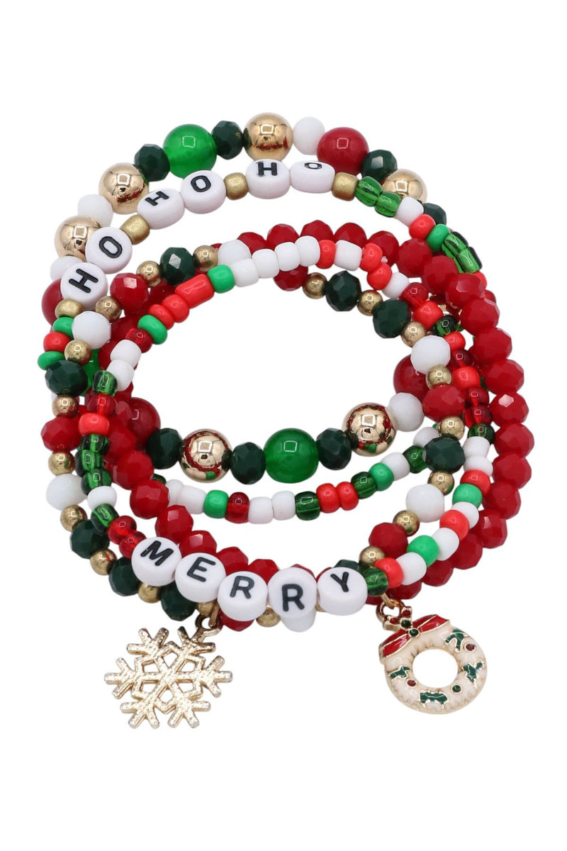 GIFT WITH $100 PURCHASE Merry Hohoho Glass Beaded Charm Bracelet Set