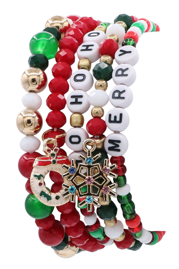 GIFT WITH $100 PURCHASE Merry Hohoho Glass Beaded Charm Bracelet Set