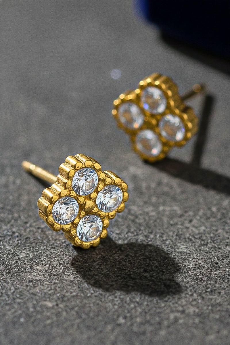 PINK FRIDAY Non Tarnish Brass Four-petal Clover Stud