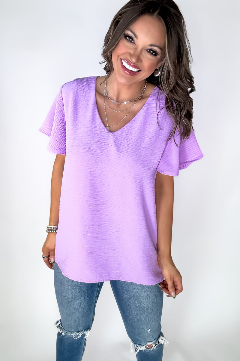 Best Bet Lavender Flutter Sleeve Top