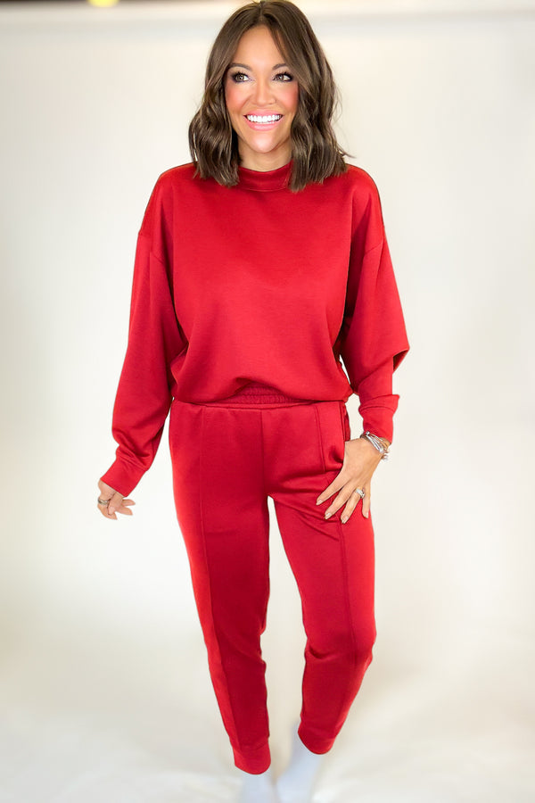 Scuba Mock Neck Ruby Top