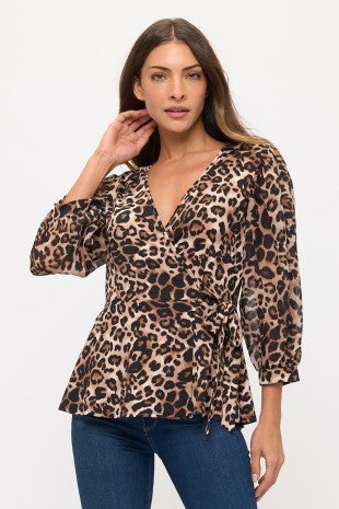 Animal Print Mix Media Puff Self Tie Wrap