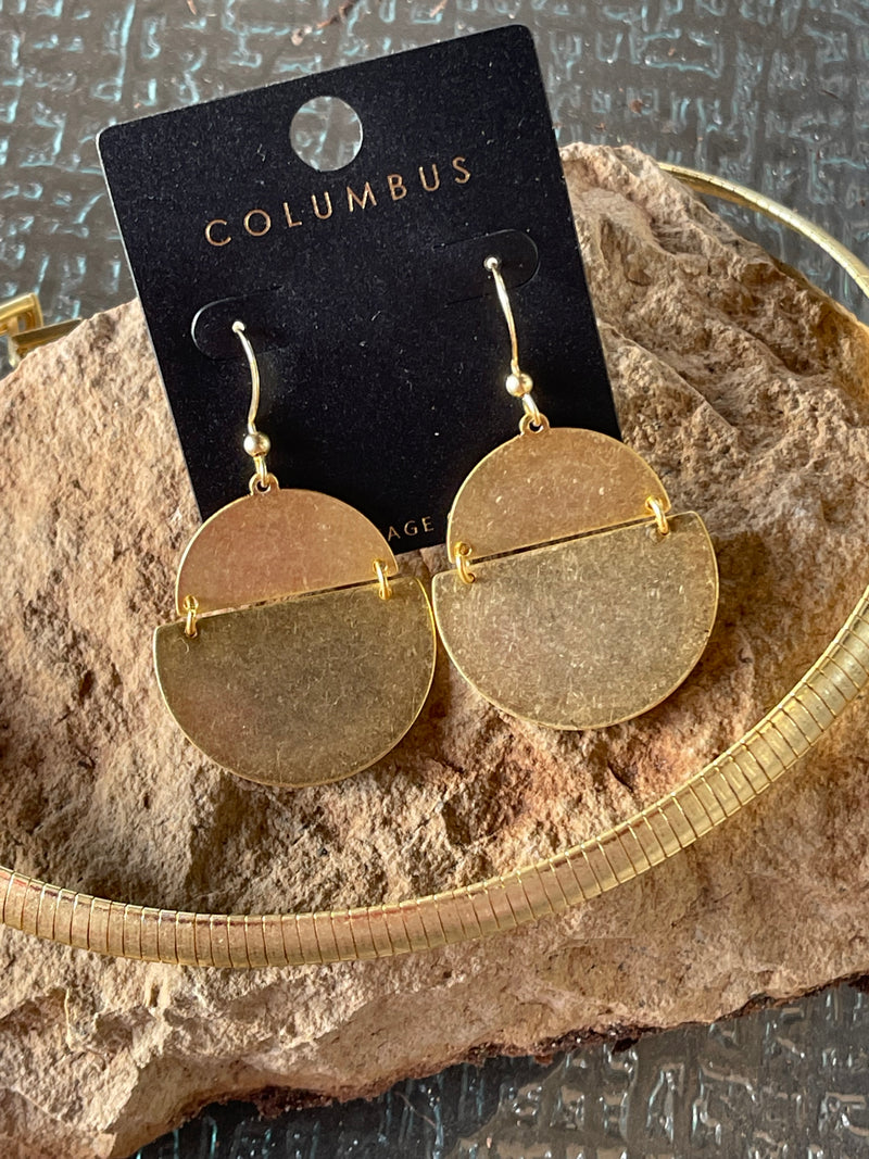 Old Gold Semi Circle Earrings