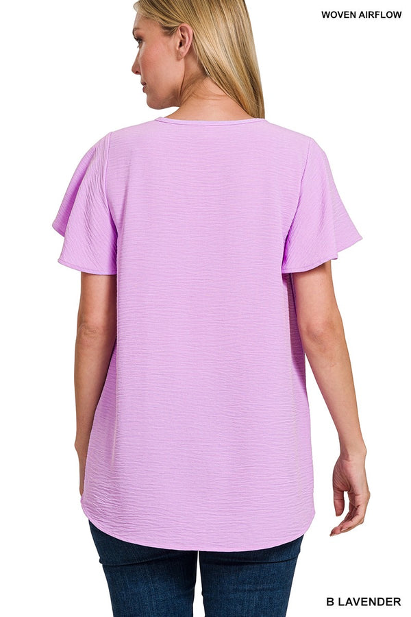 Best Bet Lavender Flutter Sleeve Top