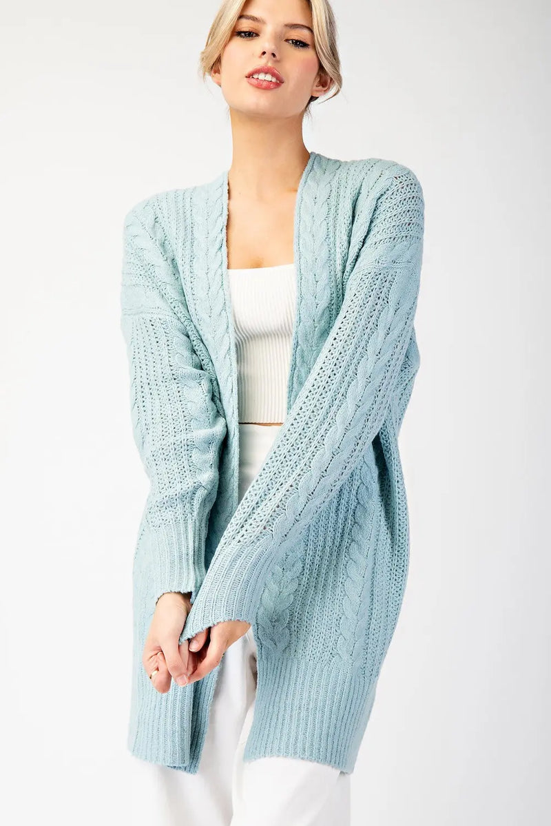 Eesome Blue Crochet Long Cardigan