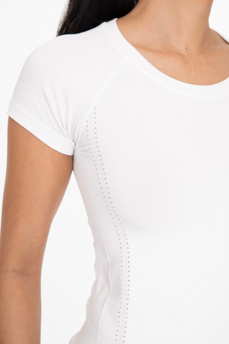 Seamless White Perforated Tee