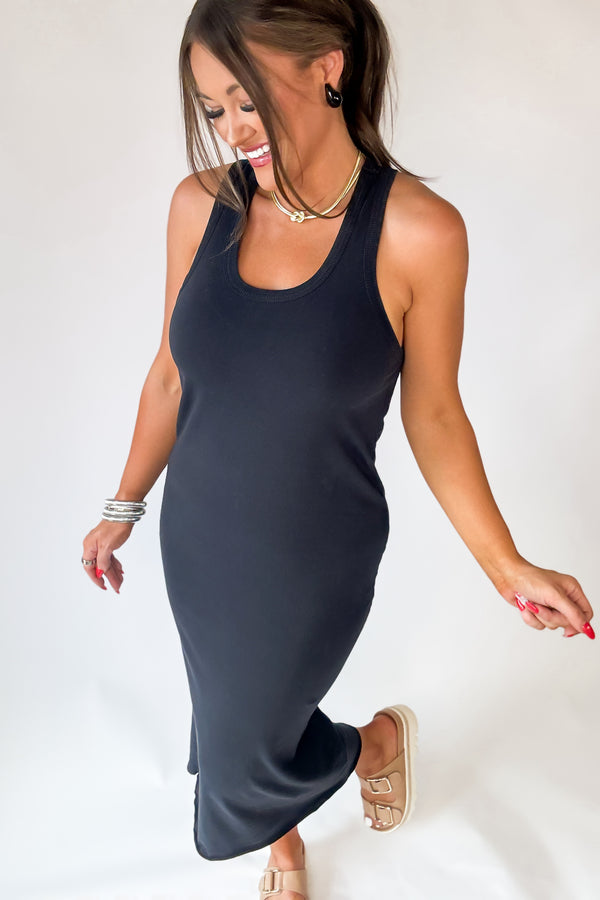 Fun Day Out Black Tank Shift Midi Dress