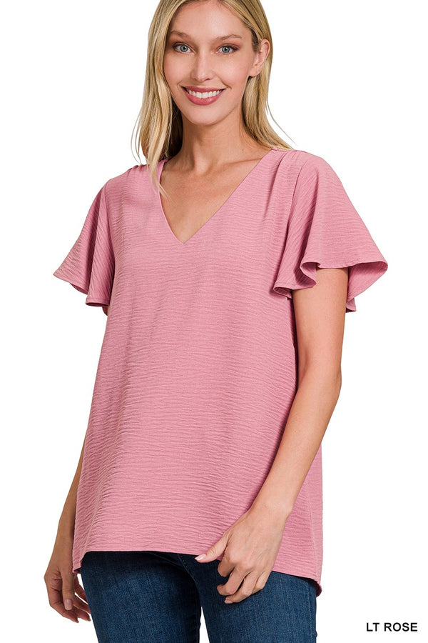 Best Bet Light Rose Flutter Sleeve Top