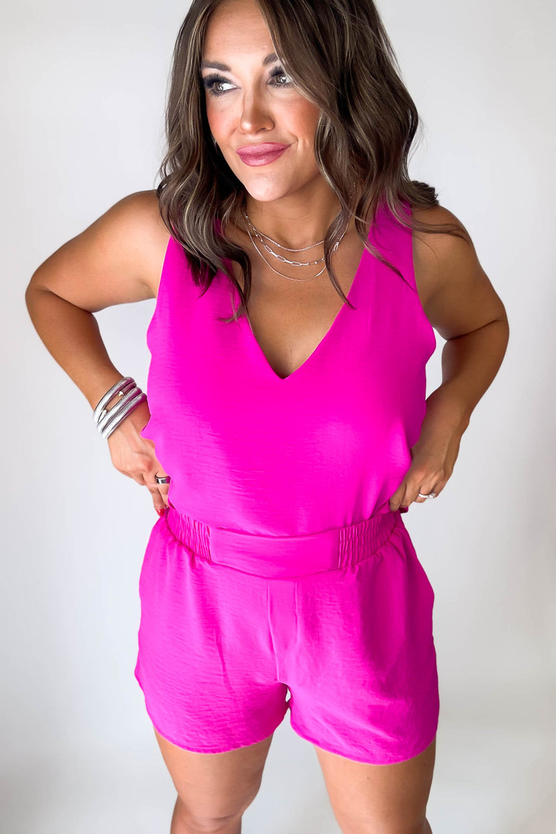 Smocked Hot Pink High Waisted Short