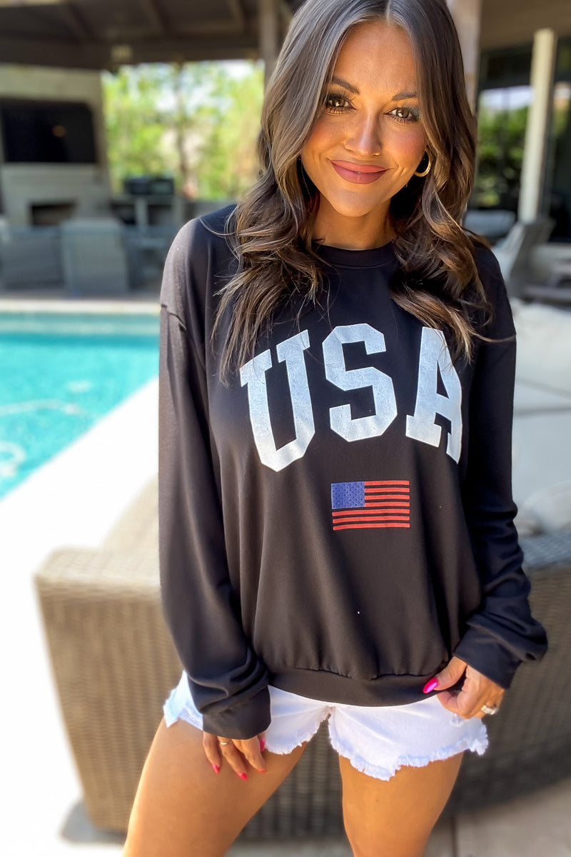 USA Black Light Weight Sweatshirt