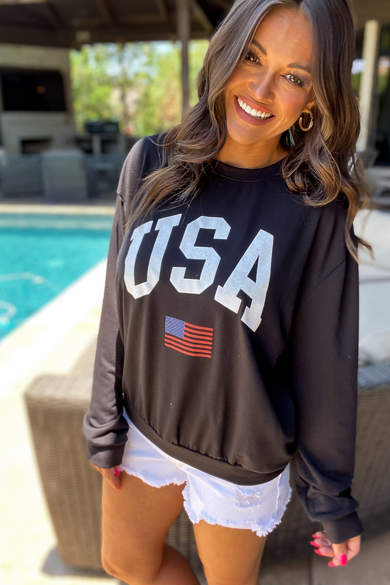 USA Black Light Weight Sweatshirt