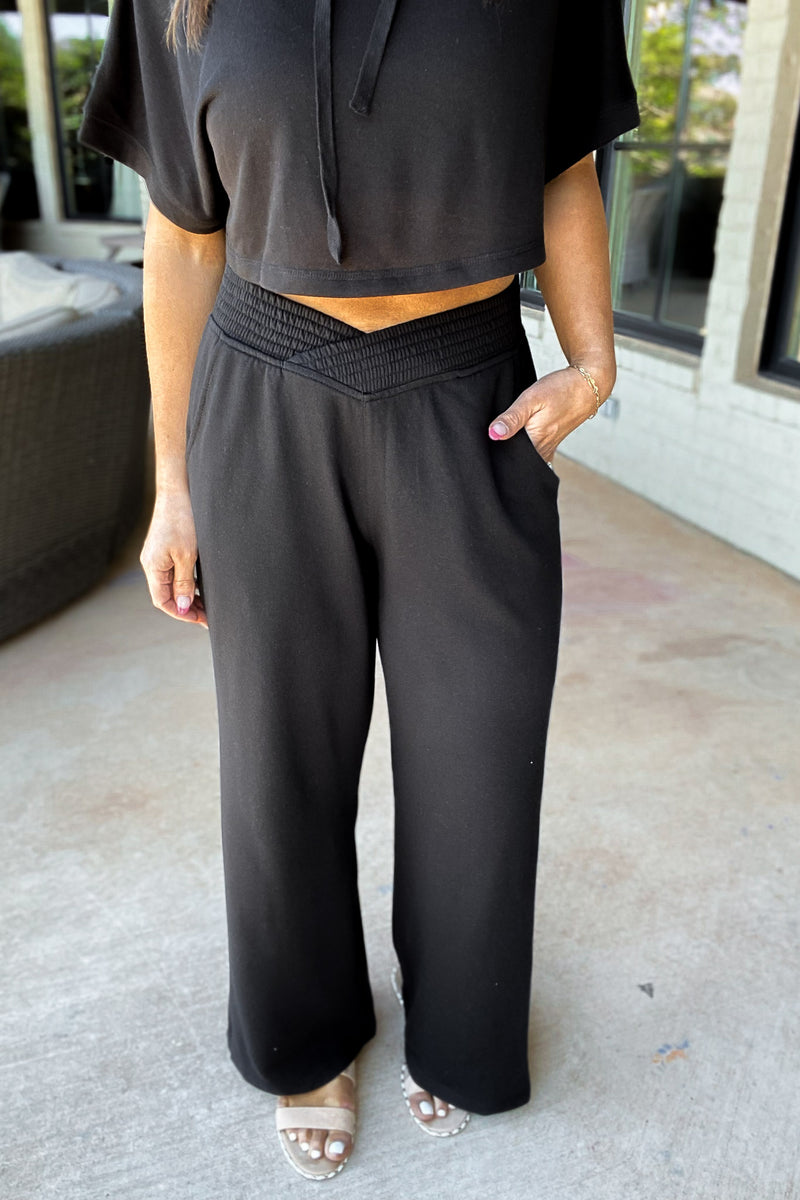 Sweet Treat Ribbed Black Lounge Pants