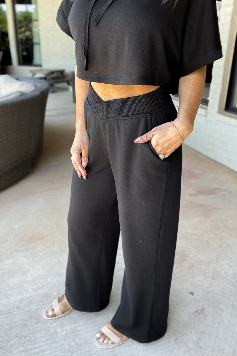 Sweet Treat Ribbed Black Lounge Pants