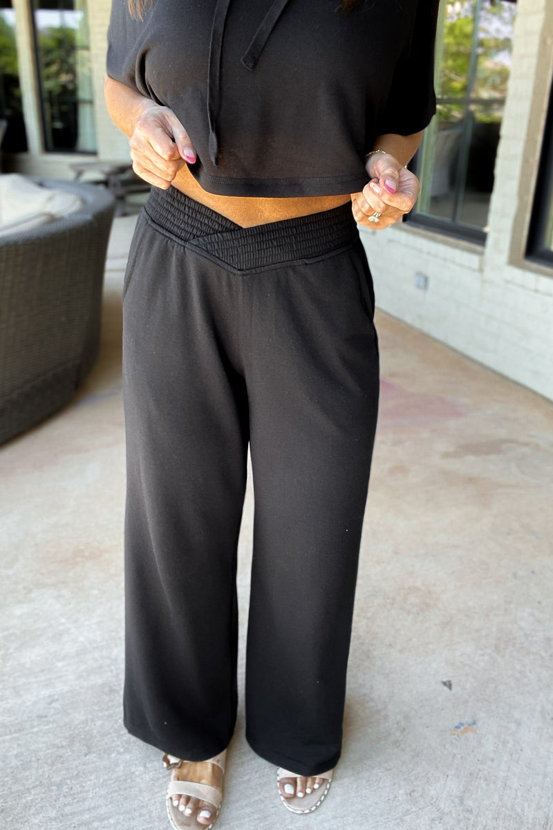 Sweet Treat Ribbed Black Lounge Pants