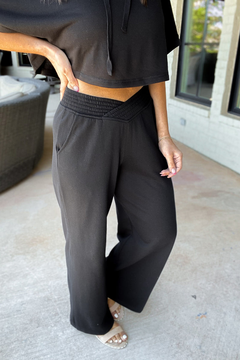 Sweet Treat Ribbed Black Lounge Pants