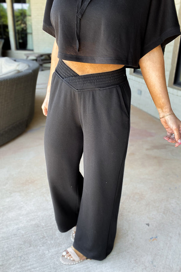 Sweet Treat Ribbed Black Lounge Pants