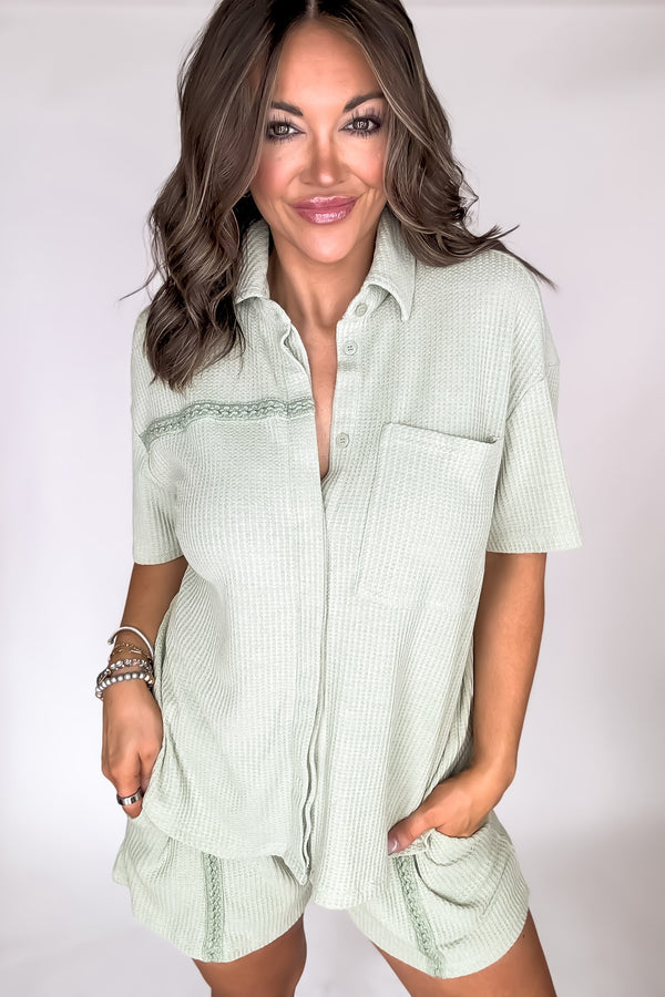 Fun People Light Sage Detail Top