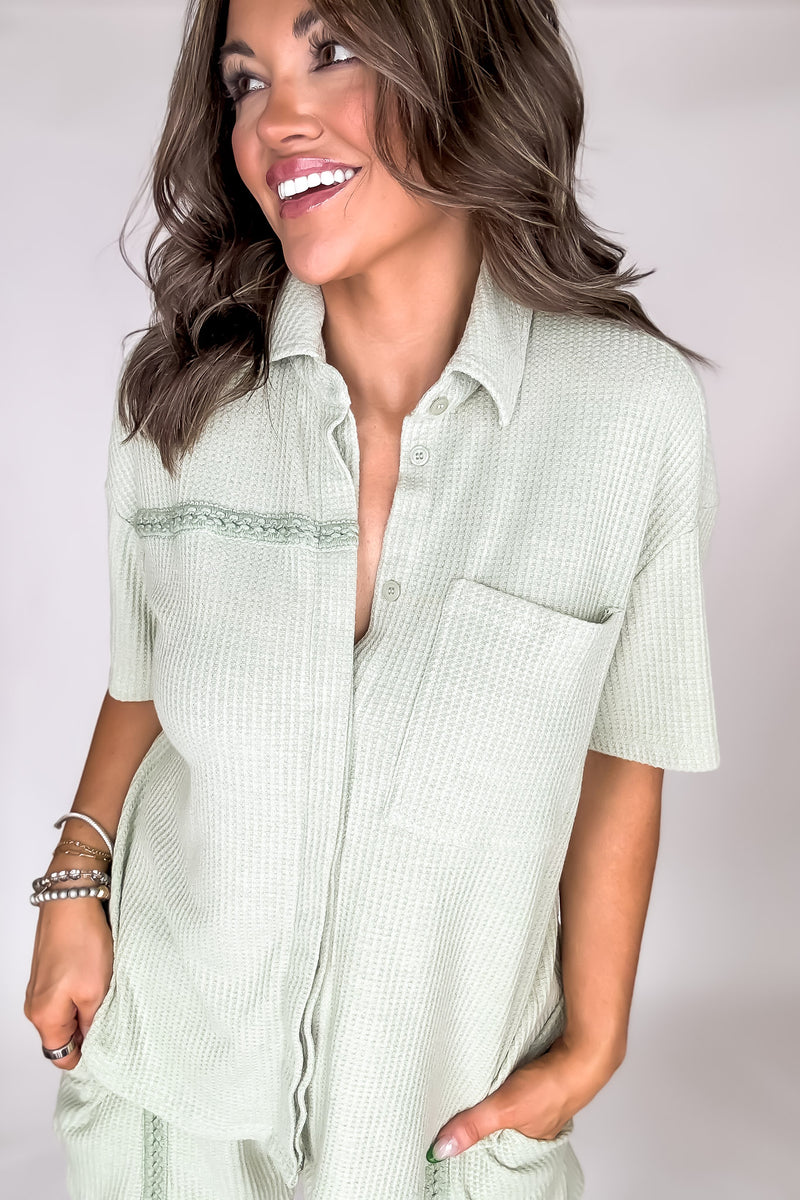 Fun People Light Sage Detail Top
