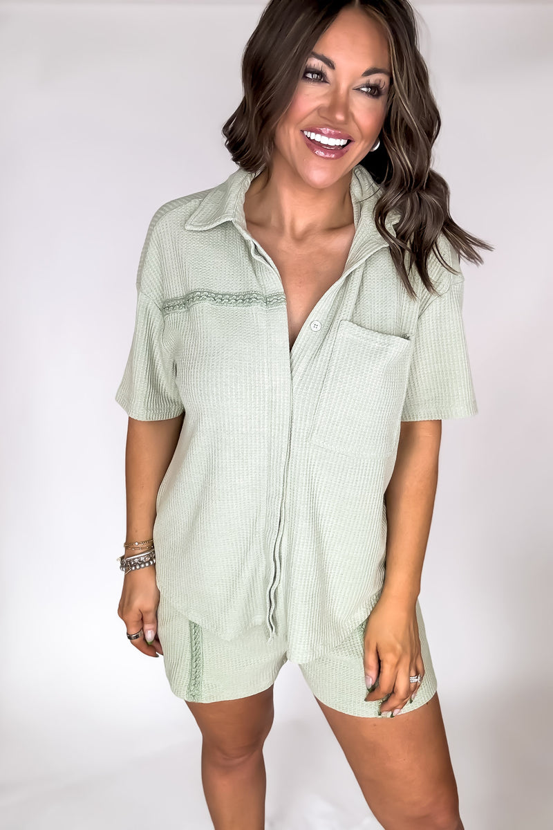 Fun People Light Sage Detail Top
