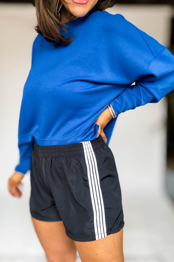Audrey Black Essentials Stripe Woven Track Shorts