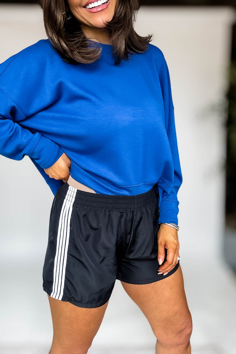 Audrey Black Essentials Stripe Woven Track Shorts