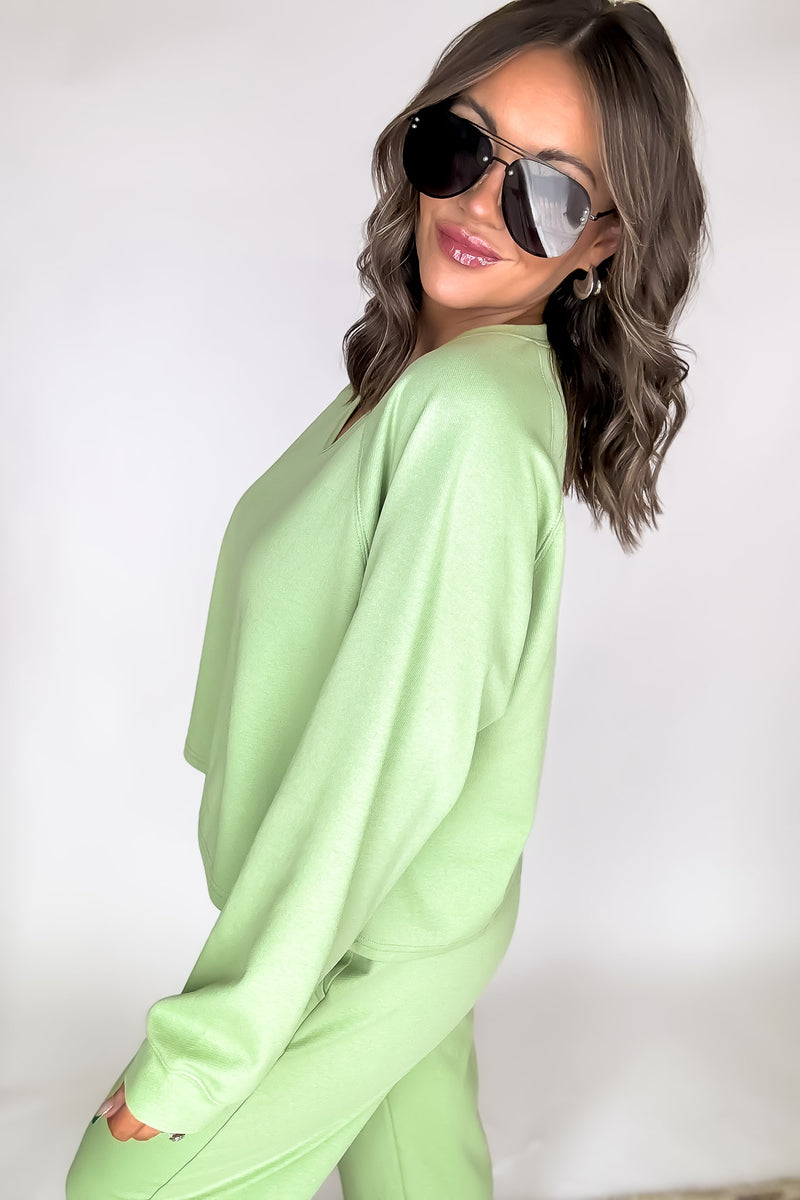 Relaxation Light Olive V-neck Sweatshirt