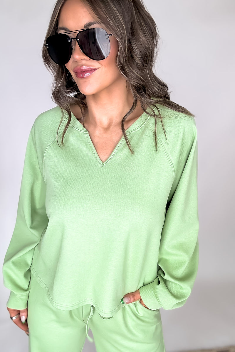 Relaxation Light Olive V-neck Sweatshirt