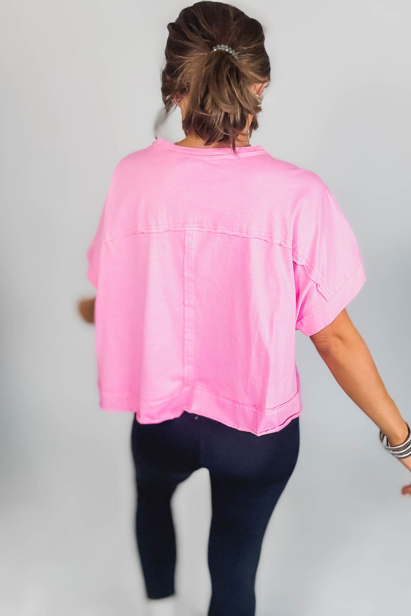 Exposed Candy Pink Seam Oversized Tee