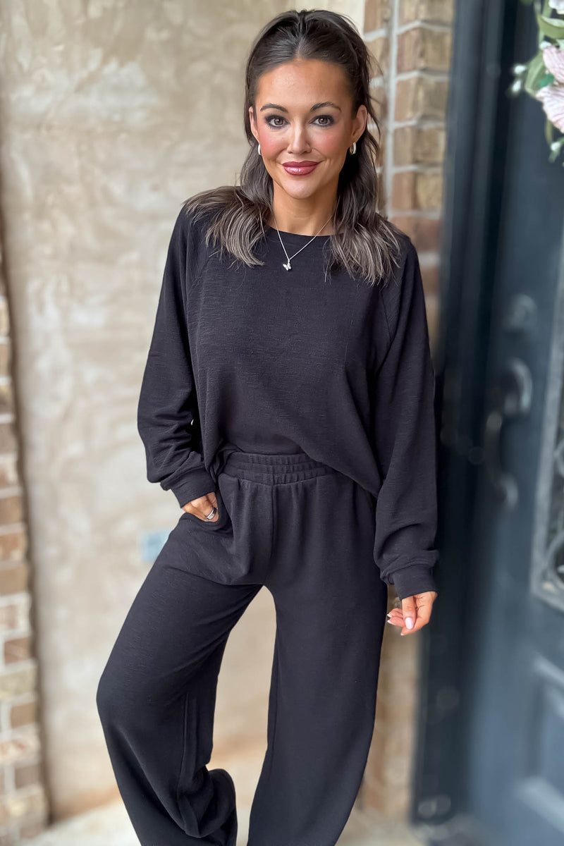 Rewrite Your Story Black Slub Pants