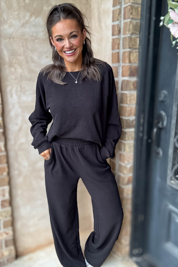 Rewrite Your Story Black Slub Pants