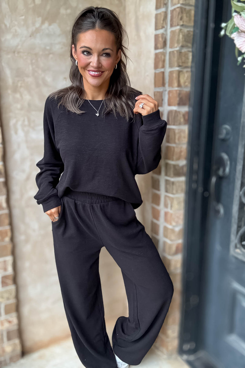 Rewrite Your Story Black Slub Pants