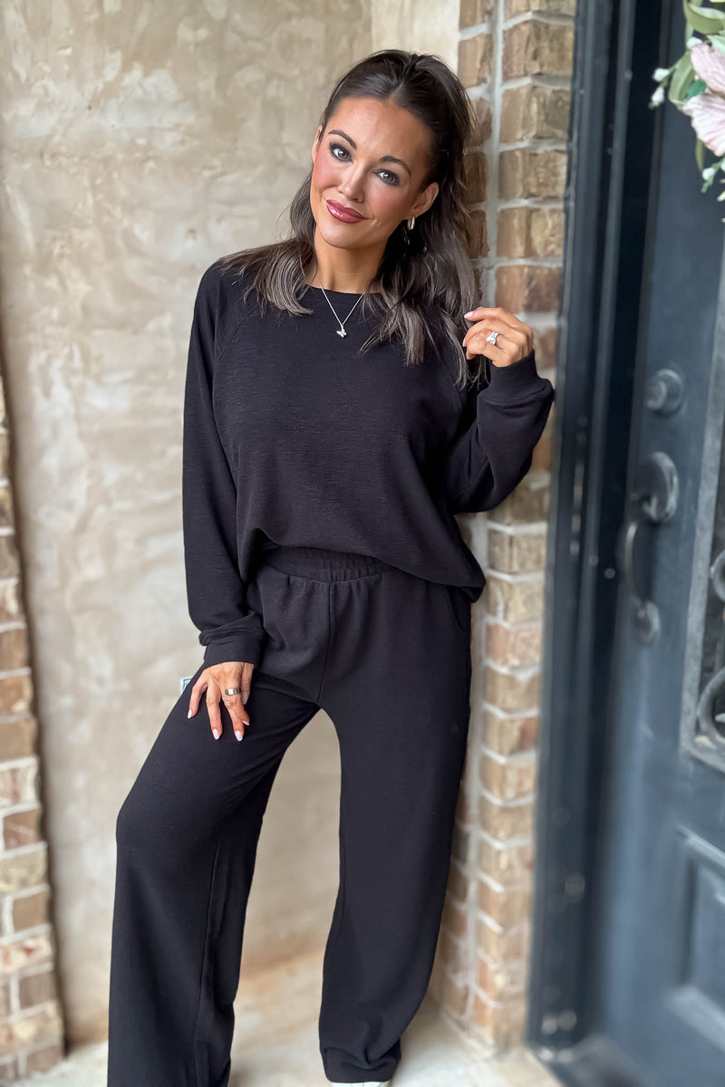 Rewrite Your Story Black Slub Pants