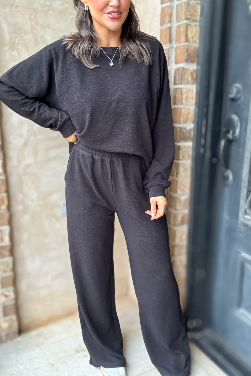Rewrite Your Story Black Slub Pants