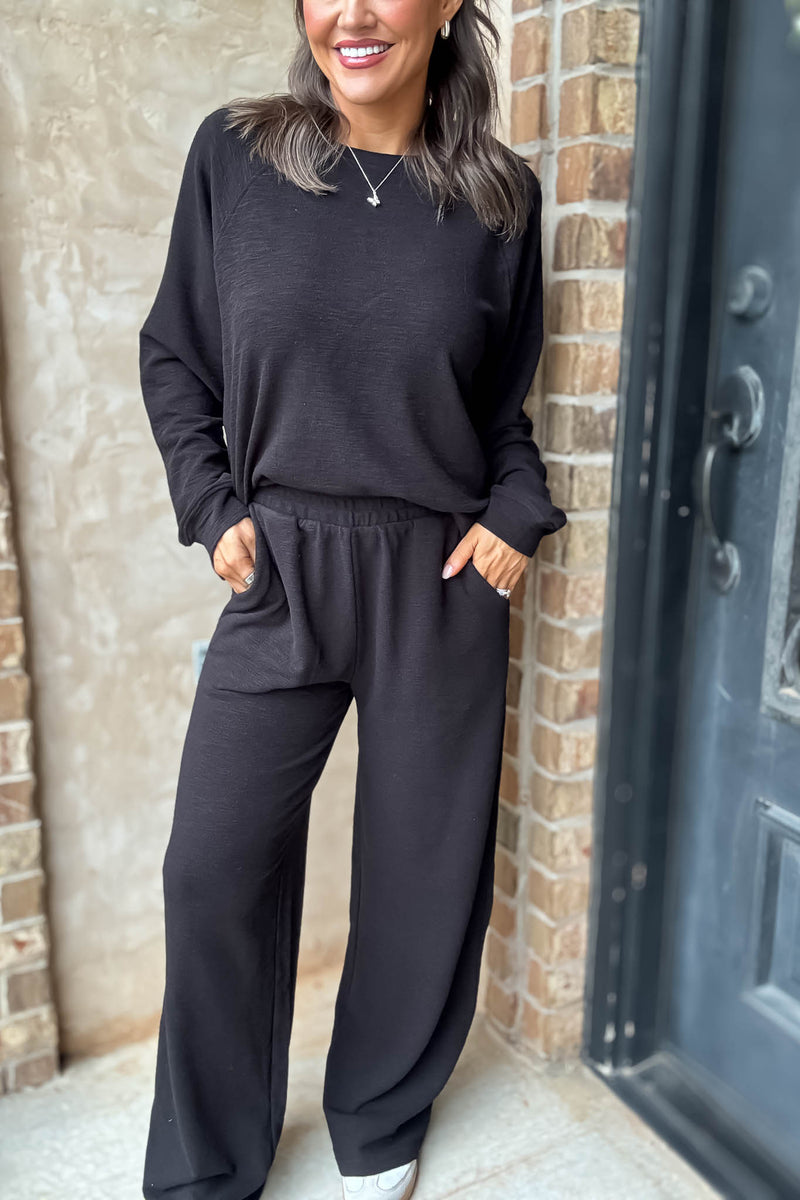 Rewrite Your Story Black Slub Pants