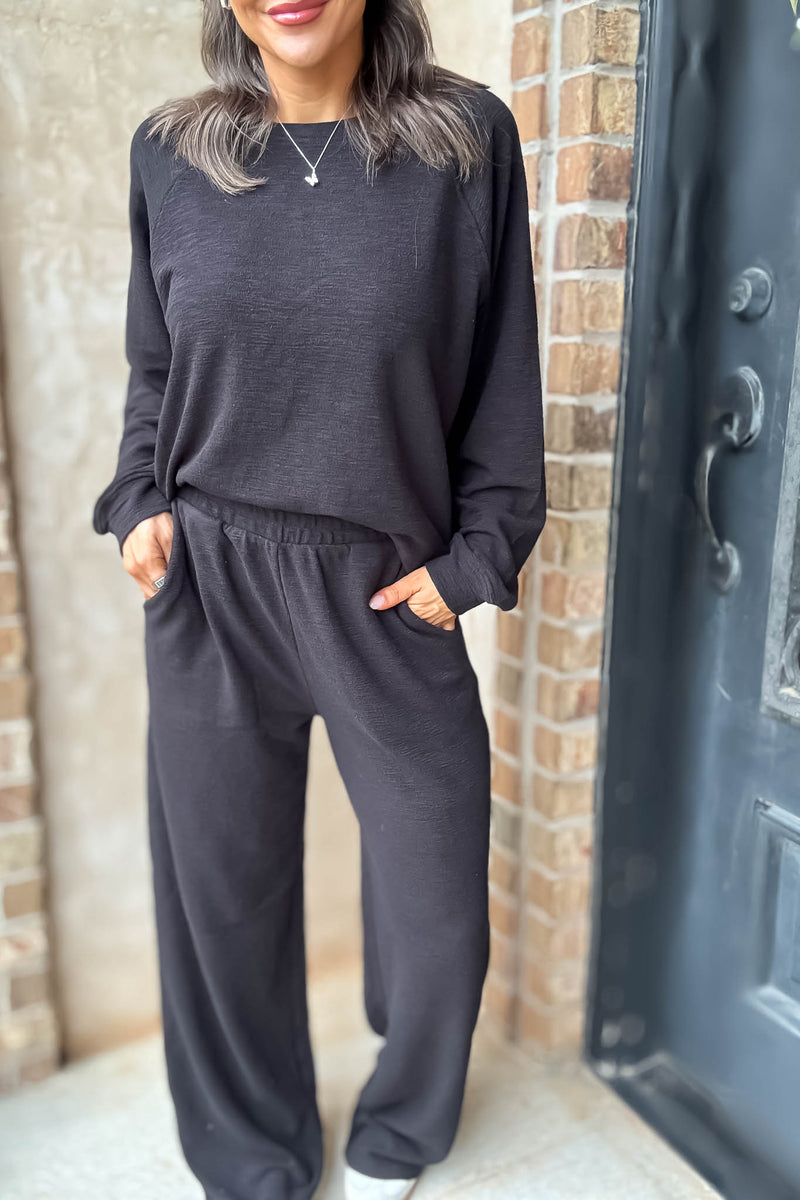Rewrite Your Story Black Slub Pants