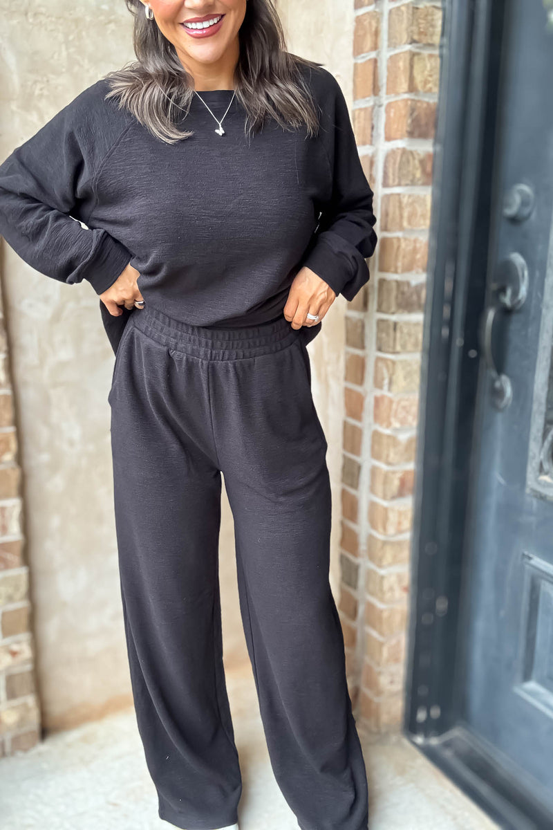 Rewrite Your Story Black Slub Pants