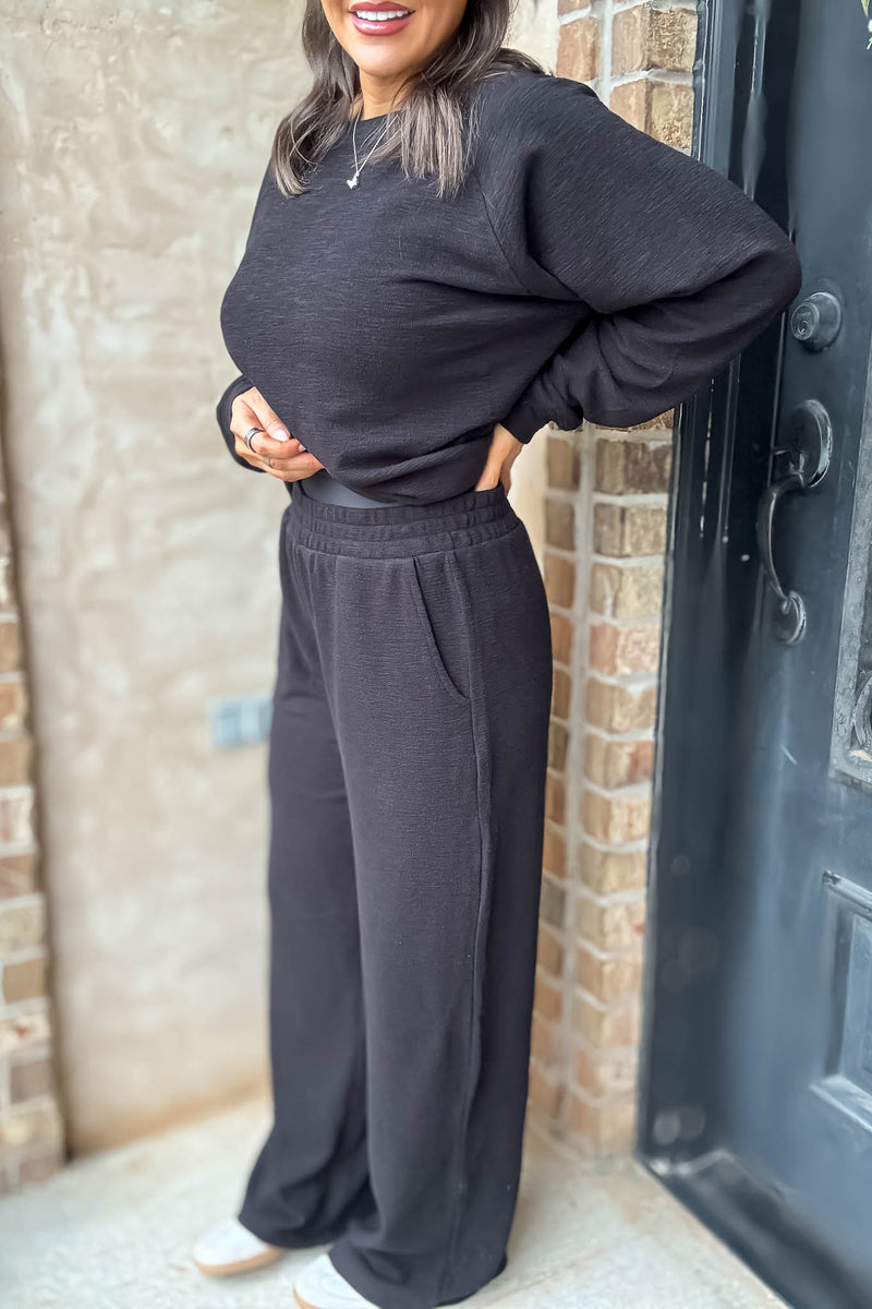 Rewrite Your Story Black Slub Pants