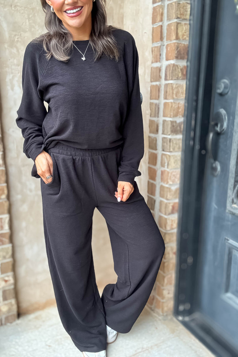 Rewrite Your Story Black Slub Pants
