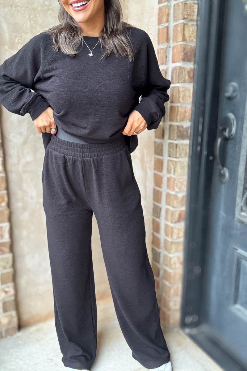 Rewrite Your Story Black Slub Pants