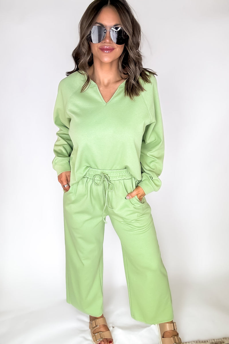 Relaxation Light Olive Drawstring Pants