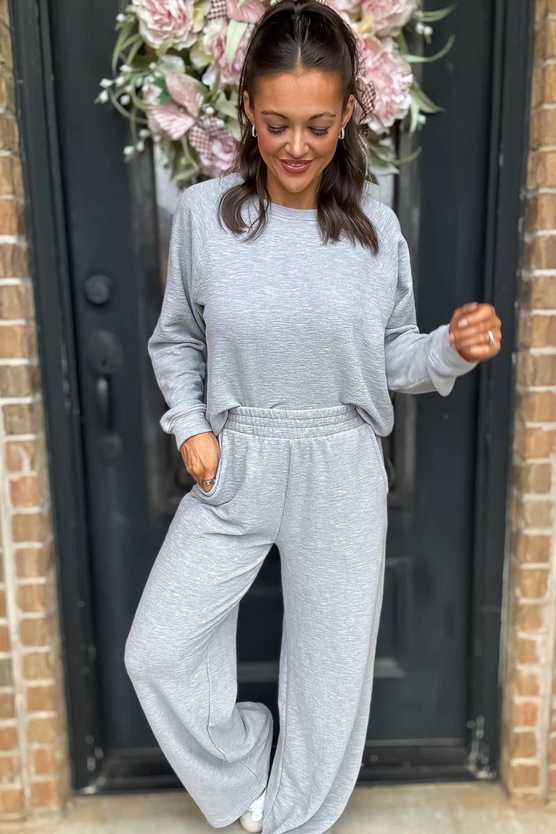 Rewrite Your Story Heather Grey Slub Long Sleeve Top