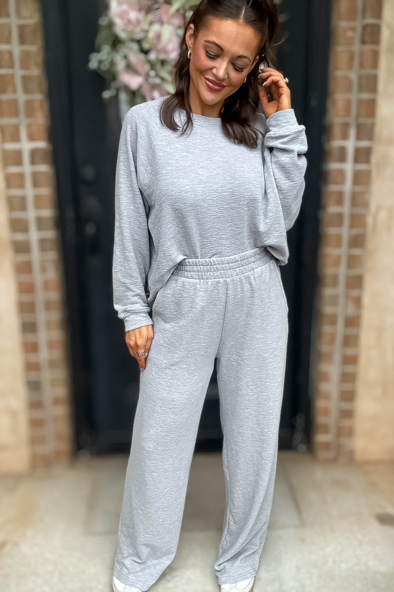 Rewrite Your Story Heather Grey Slub Long Sleeve Top